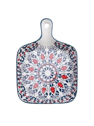 Mandala Ceramic Platter With Handle