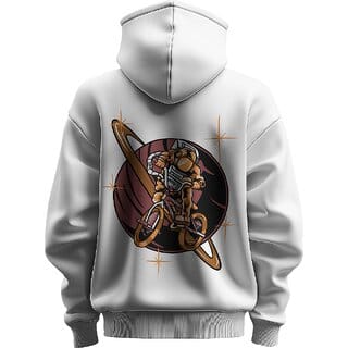 BULL CLOTHING Men's Galactic Rider White Hoodie Soft  Durable 280 GSM Fleece  Perfect for Comfort and Style (XXL)