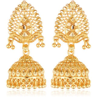 South Screw back alloy Gold plated Jhumki, Jhumka, Jhumkas Earring for Women and Girls[VFJ1487ERG]