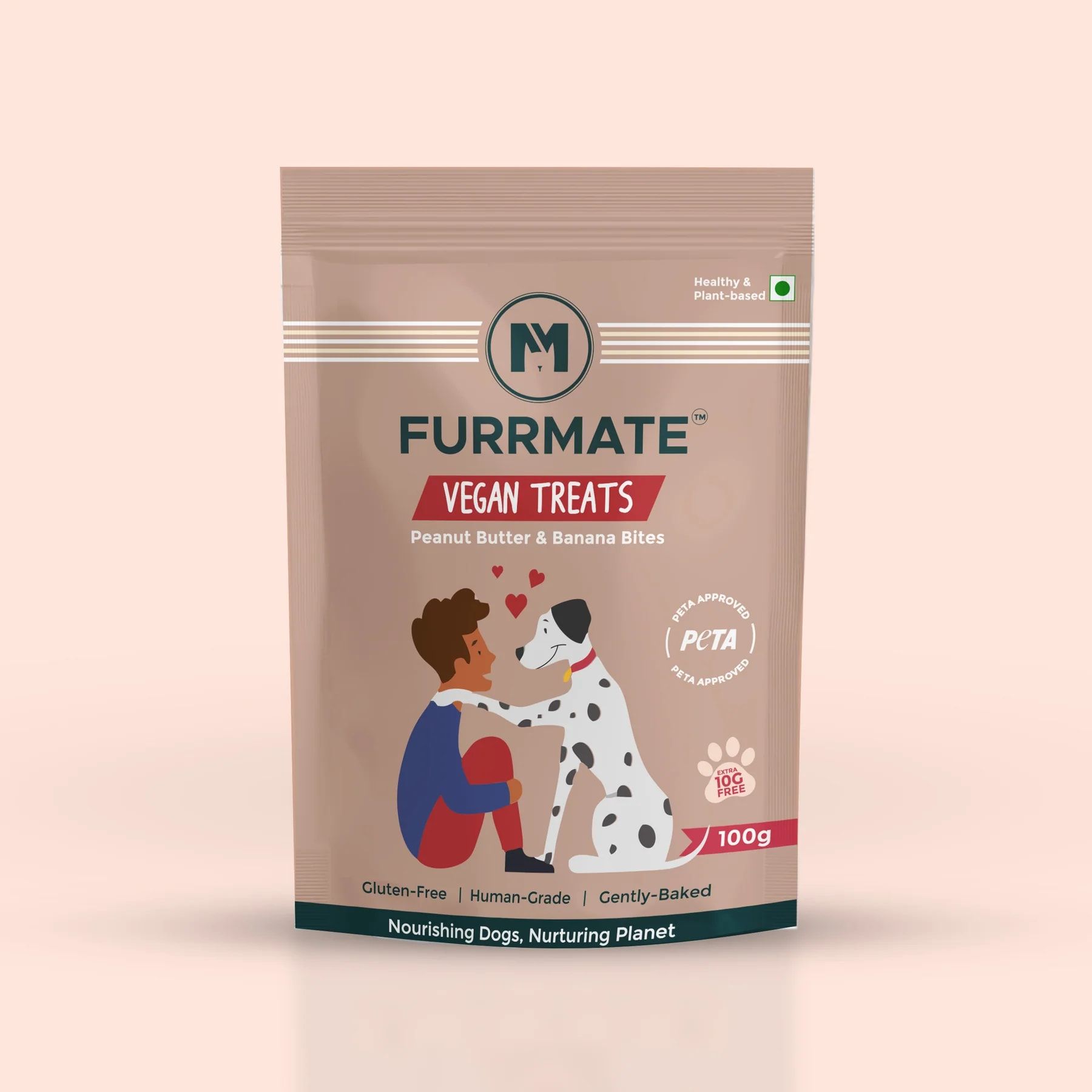 FURRMATE Vegan Dog Treats I Peanut Butter & Banana Bites  100 G PACK OF 2
