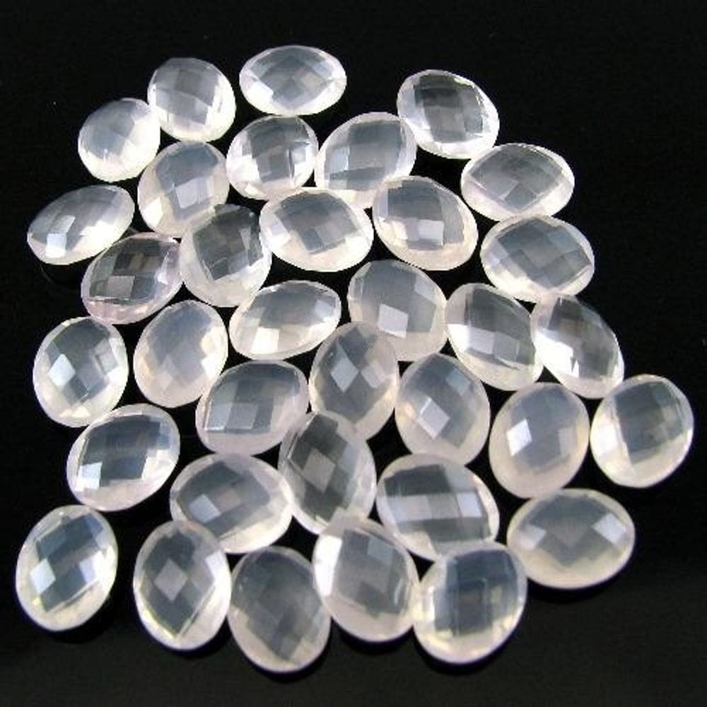 ROSE QUARTZ  60.6Ct 35pc Lot Oval Checker Board Cut Pink Gemstone