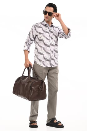 Frost Grey Printed Casual Shirt-S