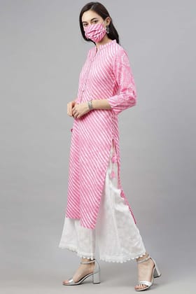 Women Pink Leheriya Printed Kurta VCK8186 Women Pink Leheriya Printed Kurta VCK8186