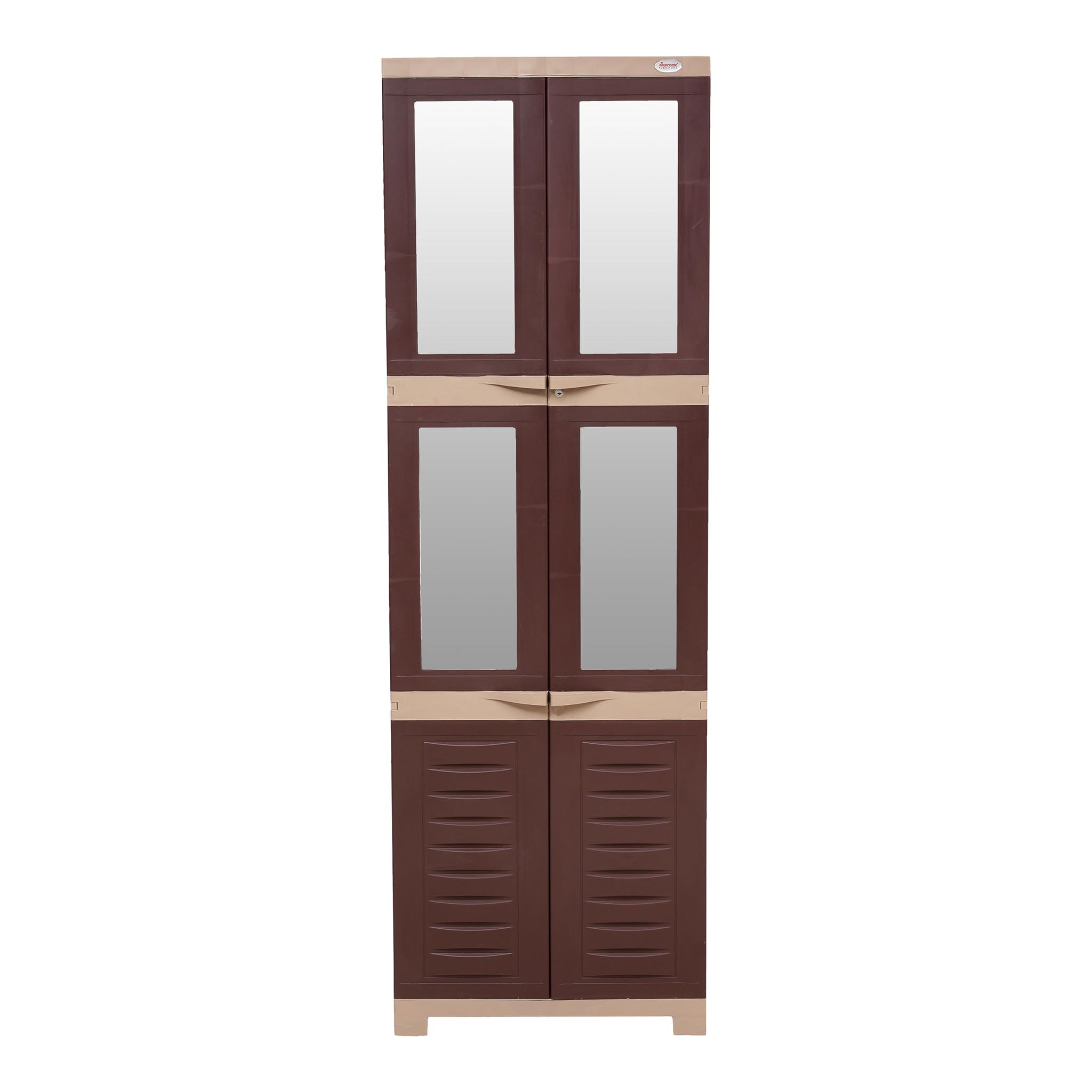 Supreme Furniture Fusion 3-TOP 4M Plastic Storage Cabinet with 4 Mirror almirah/Living Room/Office.Made up 100% Virgin Plastic which Makes it Stronger,rustproof, (G-Brown D-Beige) DIY