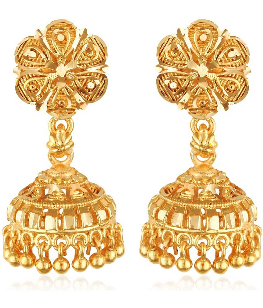 Vighnaharta - Golden Jhumki Earrings ( Pack of 1 )