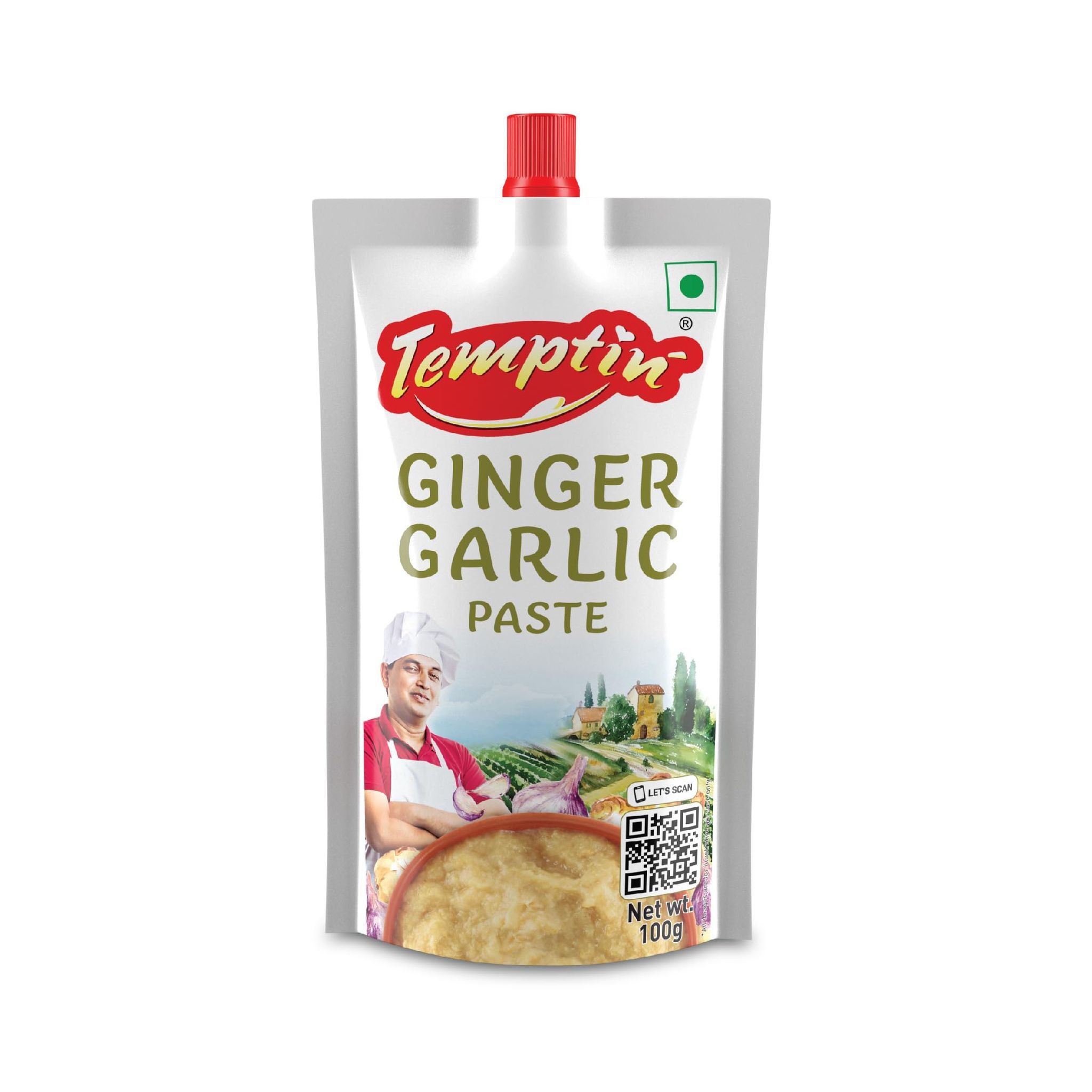 Temptin Ginger Garlic Paste 100g x 5 Packs | Pack of 5 | Fresh & Flavorful Ginger Garlic Blend | Hygienically Packed, Ready to Use Paste for Cooking, Gravies, Marinades & Daily Indian Kitchen Needs