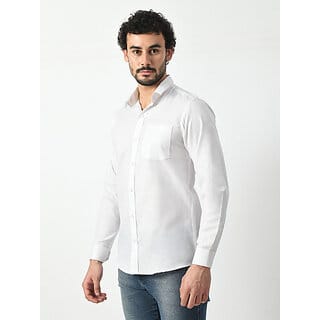 Alokk Mens Regular Fit Solid Curved Collar Casual Shirt  White, Comfortable and Stylish Everyday Wear