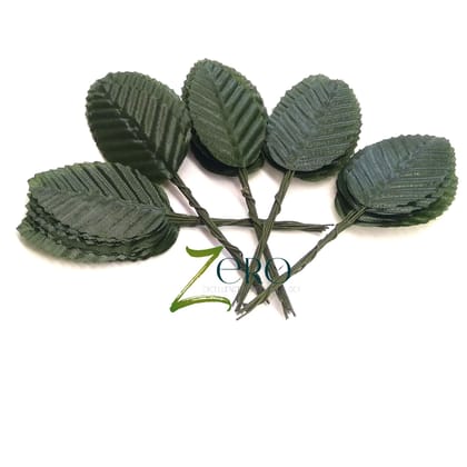 Bunch of 50 Pcs Hand Made Fabric Leaves - Green Color