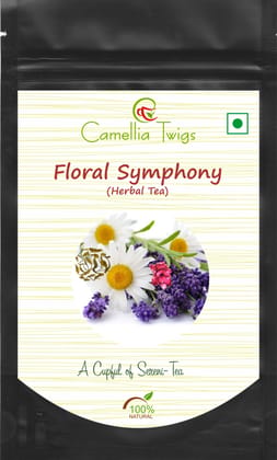 Camellia Twigs Floral Symphony Green Tea | Rose, Chamomile & Lavender | 100% Natural Loose Leaf Tea | Soothing & Aromatic | 100gm Resealable Pouch Pack of 2 Camellia Twigs Floral Symphony Green Tea | Rose, Chamomile & Lavender | 100% Natural Loose Leaf Tea | Soothing & Aromatic | 100gm Resealable Pouch Pack of 2