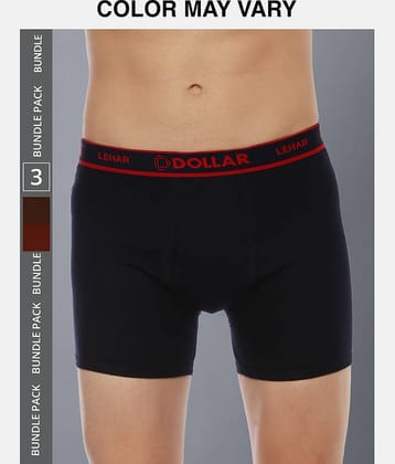 Dollar Lehar Mens Combed Cotton Trunk - Pack of 3 - (Colour May Vary)