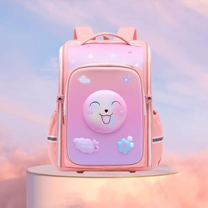 Trendy 3D Cartoon School Bag for Kids Pink