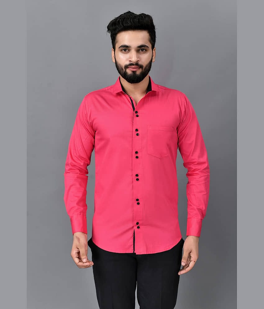 VTEXX Cotton Blend Regular Fit Solids Full Sleeves Men's Casual Shirt - Pink ( Pack of 1 )