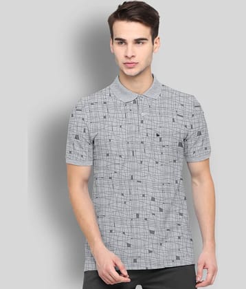 BULLMER Pack of 1 Cotton Blend Regular Fit Printed Half Sleeves Men's Polo T Shirt ( Grey )