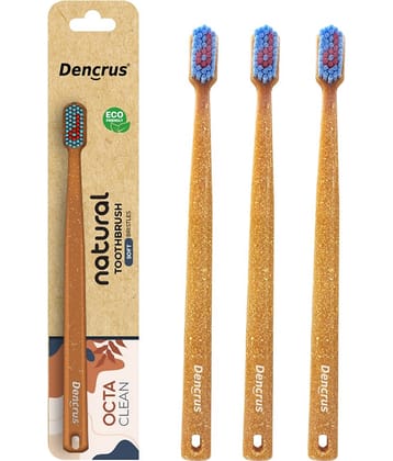 Dencrus Octa Clean Ultra-Soft Bristles Toothbrush Octagonal Handle Pack of 3