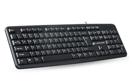 Lapcare Alfa-3 keyboard104 Standard Keys | Adjustable Kickstand | 10 Million Keystrokes | Plug & Play USB | Win/Mac Compatible
