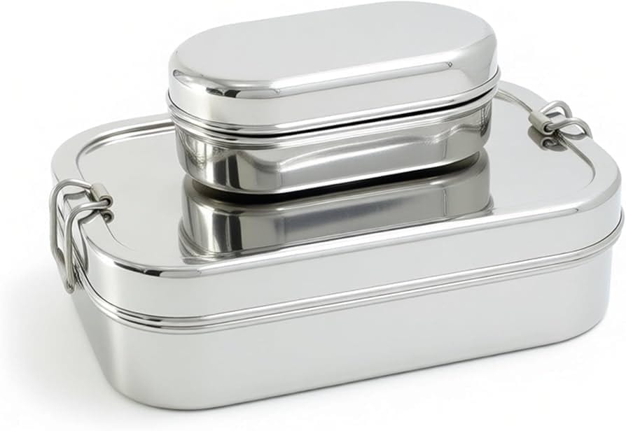Stainless Steel Lunch Box with Secure Locking Clips | Reusable Tiffin Box for Office, School & Travel