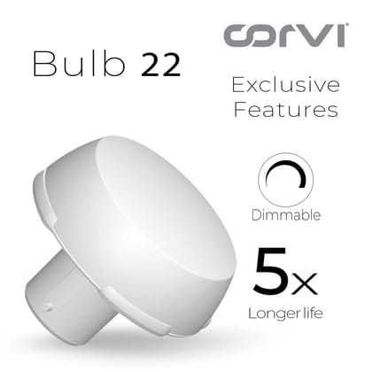 CORVI LED Bulb | 9 Watts illumination using 6 Watts power | B22, Compact Non-Protruding | 5700K White Full Glow | Dimmable | 2 Year Warranty | Industry’s Best 3 star Rated Energy Saving Bulb (P
