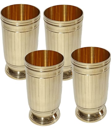 A & H ENTERPRISES - Heavy Water Brass Glasses 250 ml ( Pack of 4 )
