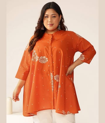 Janasya Women's Cotton Tunic ( Orange )