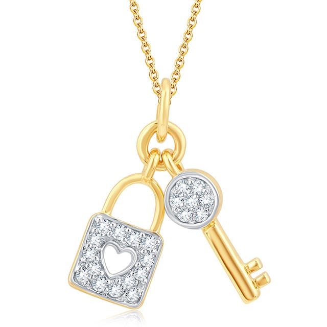 Senco Gold Love Bonding Diamond Pendant (3.3 gram / 0.14 Ct / HI-SI / 18K Yellow Gold)