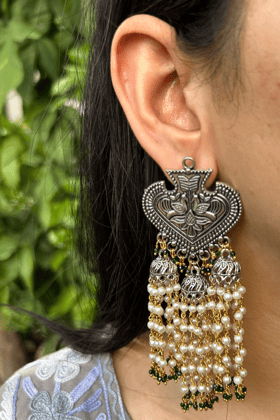 GENDA LADI JHUMKIS- GREEN GARNETS