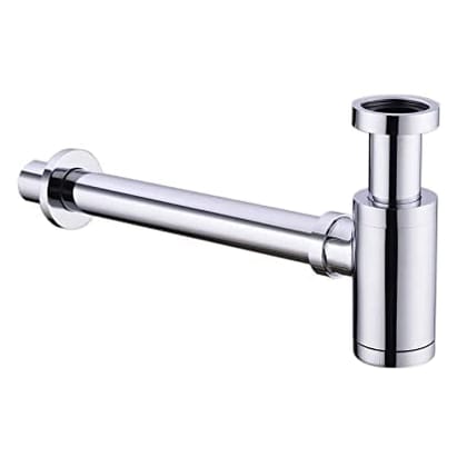 Prem Tiles Chrome-Plated Brass Bottle Trap with 300mm Pipe, Wall Flange for Basin