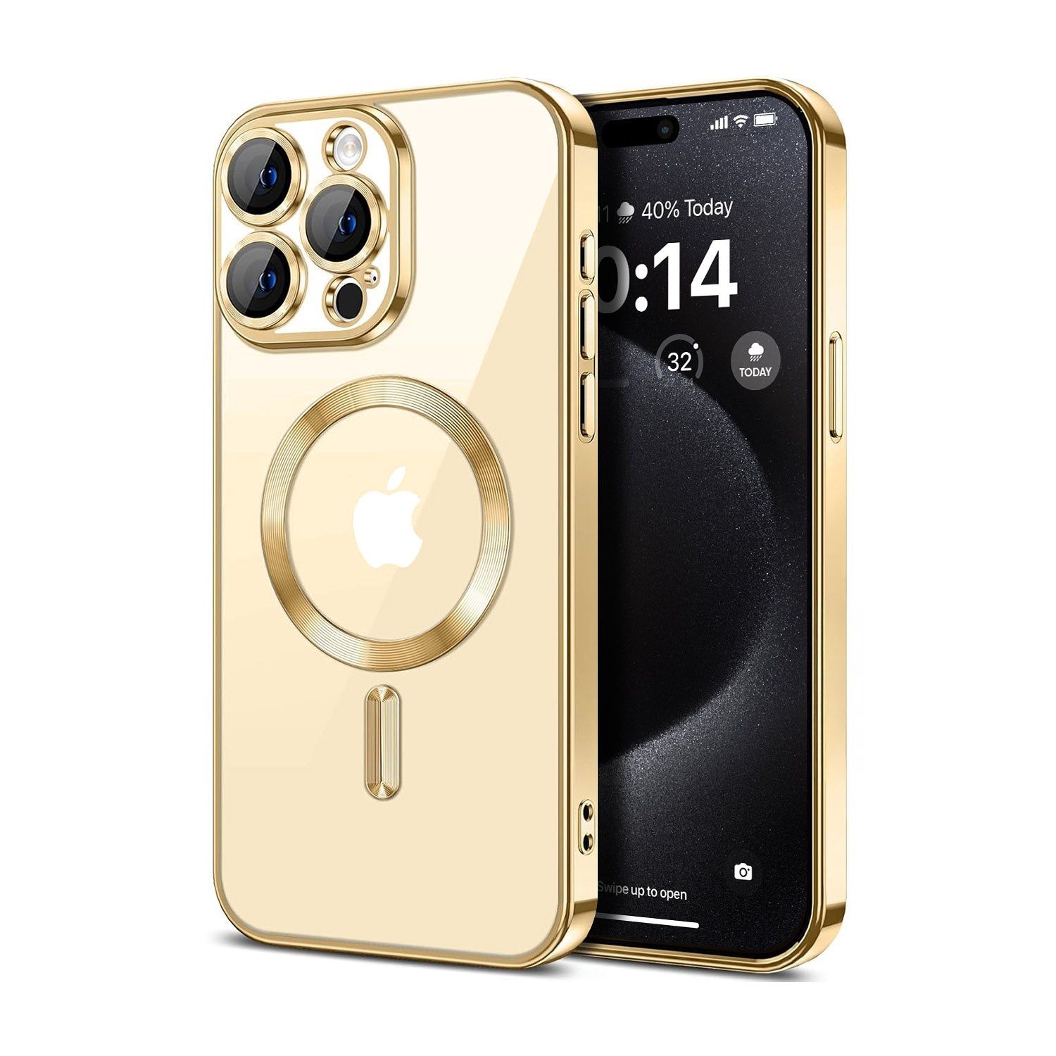 Vaku ® Apple iPhone 15 Pro Luxury Electroplated Magnetic Magsafe Camera Protection TPU Back Cover Case