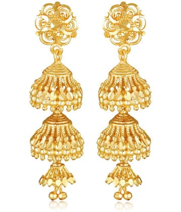 Vighnaharta South Screw back alloy Gold plated Jhumki, Jhumka, Jhumkas, Jhumki Earring for Women and Girls- (VFJ1471ERG) - Golden