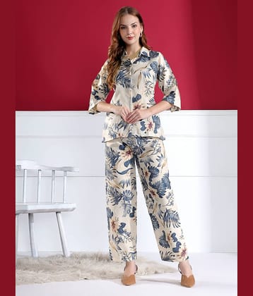 KAHARA Women Shirt With Palazzos Co-Ord Set ( White )