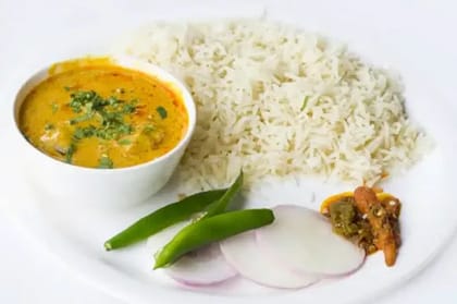 Dal Fry Chawal With Boondi Raita