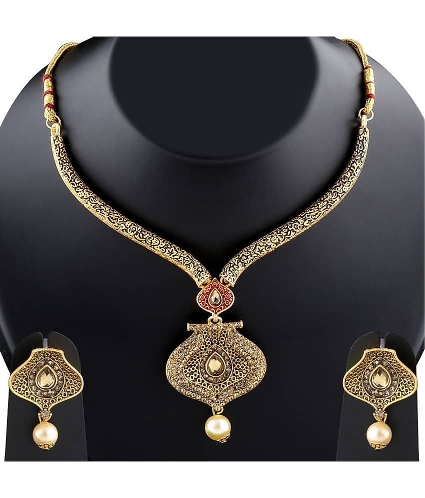 Silver Shine Alloy Golden Contemporary Contemporary/Fashion Antique Necklaces Set