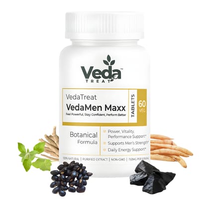 VedaTreat VedaMen Maxx Tablets for Men | Power, Vitality & Performance Support | 60 Veg Tablets