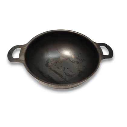 NAAYAGI - Pure Iron Kadai for Daily use - Cooking, Frying, Deep Frying, Iron, Black Grey