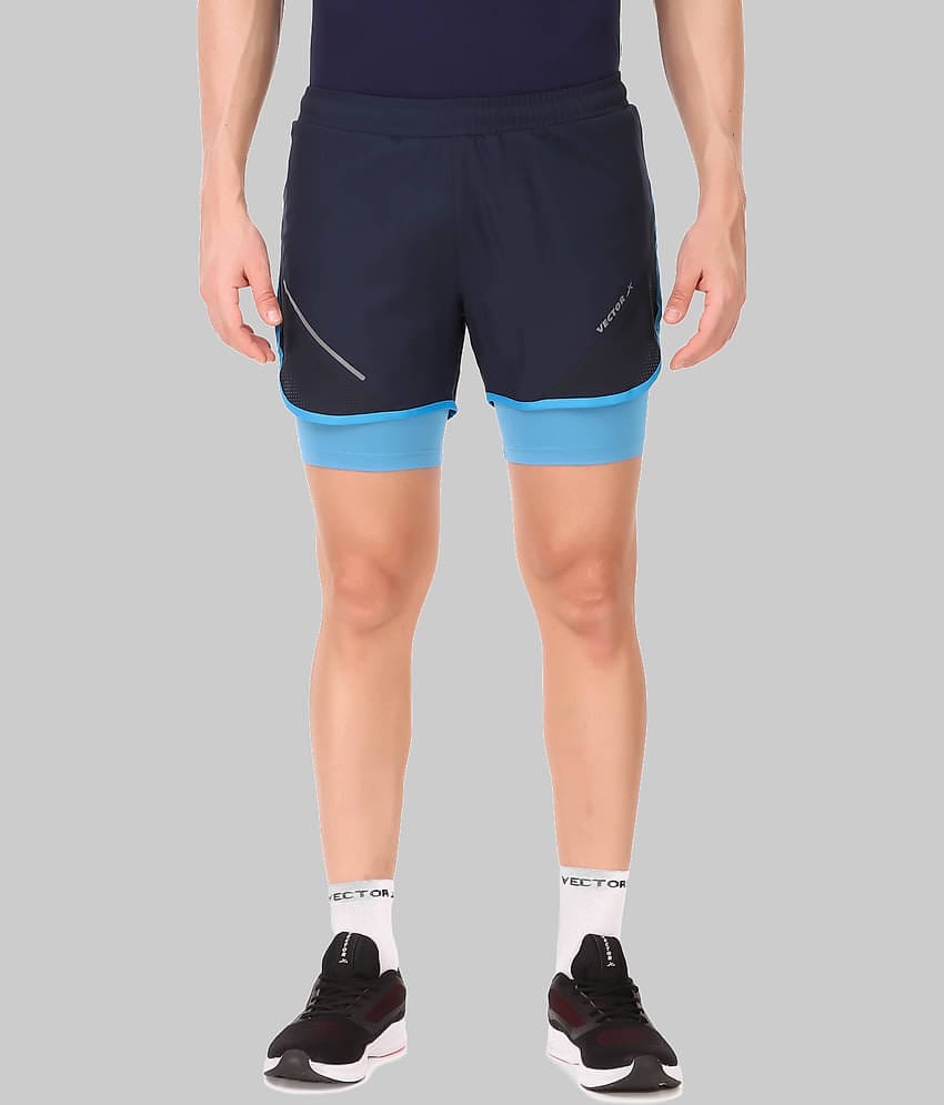 Vector X - Navy Polyester Men's Running Shorts ( Pack of 1 )