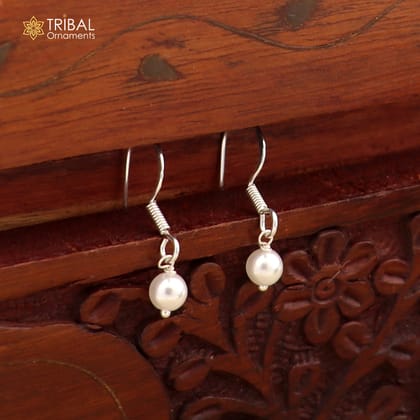 Unique 925 Sterling silver fabulous Hoops earrings with gorgeous pearls stone stylish light weight delicate jewelry  s1209