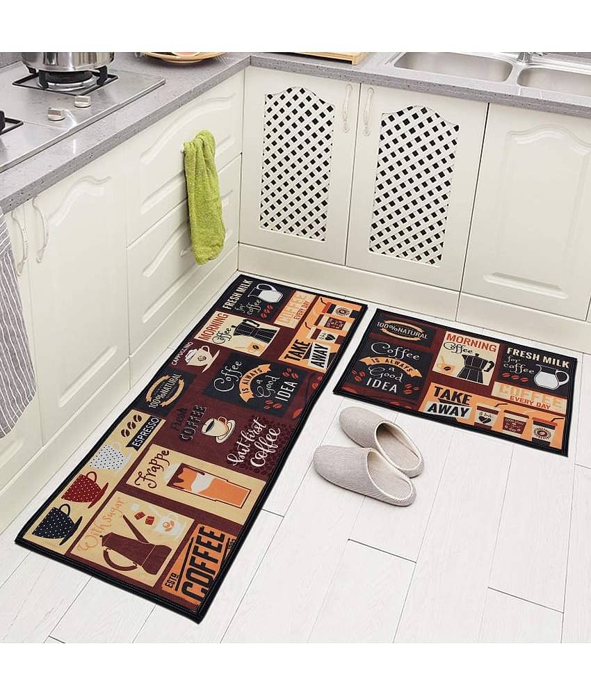 AAZEEM Kitchen Floor Mat & Runner with Anti Skid Backing, Set of 2 (45 x 135 & 45 x 60 cm,Thickness -1 cm)