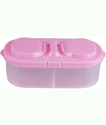 VARKAUS - Portable Lunch Box Plastic Pink Food Container ( Set of 1 )