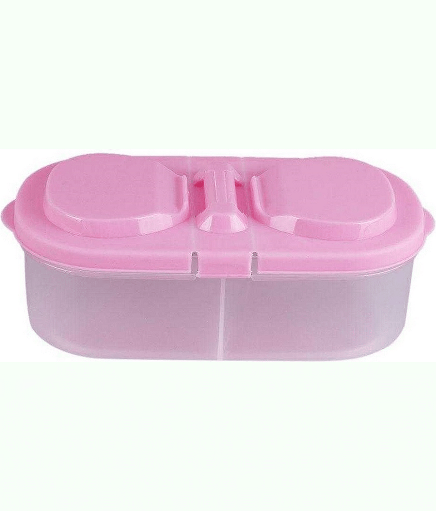 VARKAUS - Portable Lunch Box Plastic Pink Food Container ( Set of 1 )