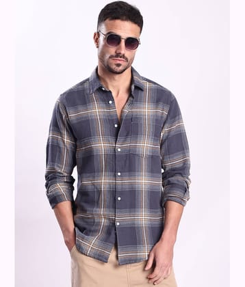 Bene Kleed 100% Cotton Regular Fit Checks Full Sleeves Men's Casual Shirt - Grey ( Pack of 1 )
