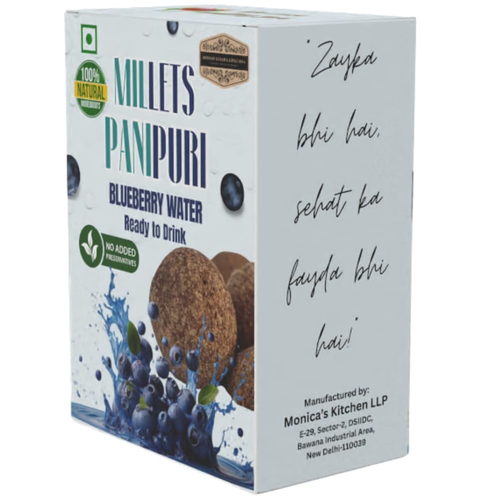 BLUEBERRIES PANI PURI WATER, INDIAN KHANA KHAZANA Ready to Drink Pani-Puri Water 200ml X 2 (400ml)| Indian Tasty Flavour Ready to Drink Pani Puri Water | No Preservatives Portable Authentic Tasty Water (Blue-Berry) | FREE 6 Panipuri pallets with each pack