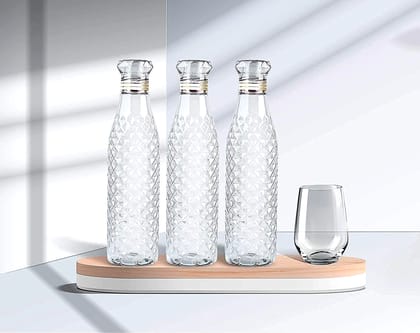 Denzcart Water Bottle 1000 Ml, Plastic Fridge Water Bottle , BPA and Leak Free & Unbreakable Diamond texture Transparent Bottle Crystal Diamond Design, Drink and Soda Can Hold in bottle (Pack of 5 )  by Ruhi Import Store