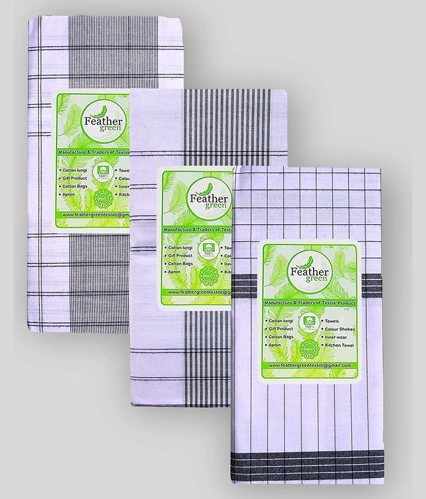 Feather Green - Multi Cotton Men's Lungi ( Pack of 3 )