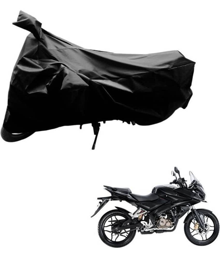AutoRetail Dust Proof Two Wheeler Polyster Cover for Bajaj Pulsar AS 150 (Mirror Pocket, Black Color)