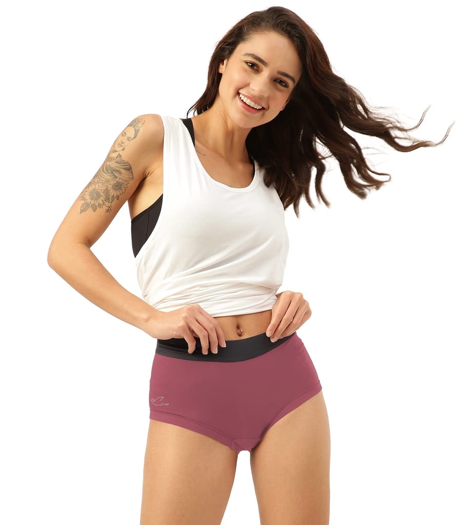 Freecultr Women's Underwear Antibacterial Micromodal Airsoft | Boxer Brief - Non-Itch, No Chafing, Sweat-Proof Comfort Pack of 1-Rossini Red