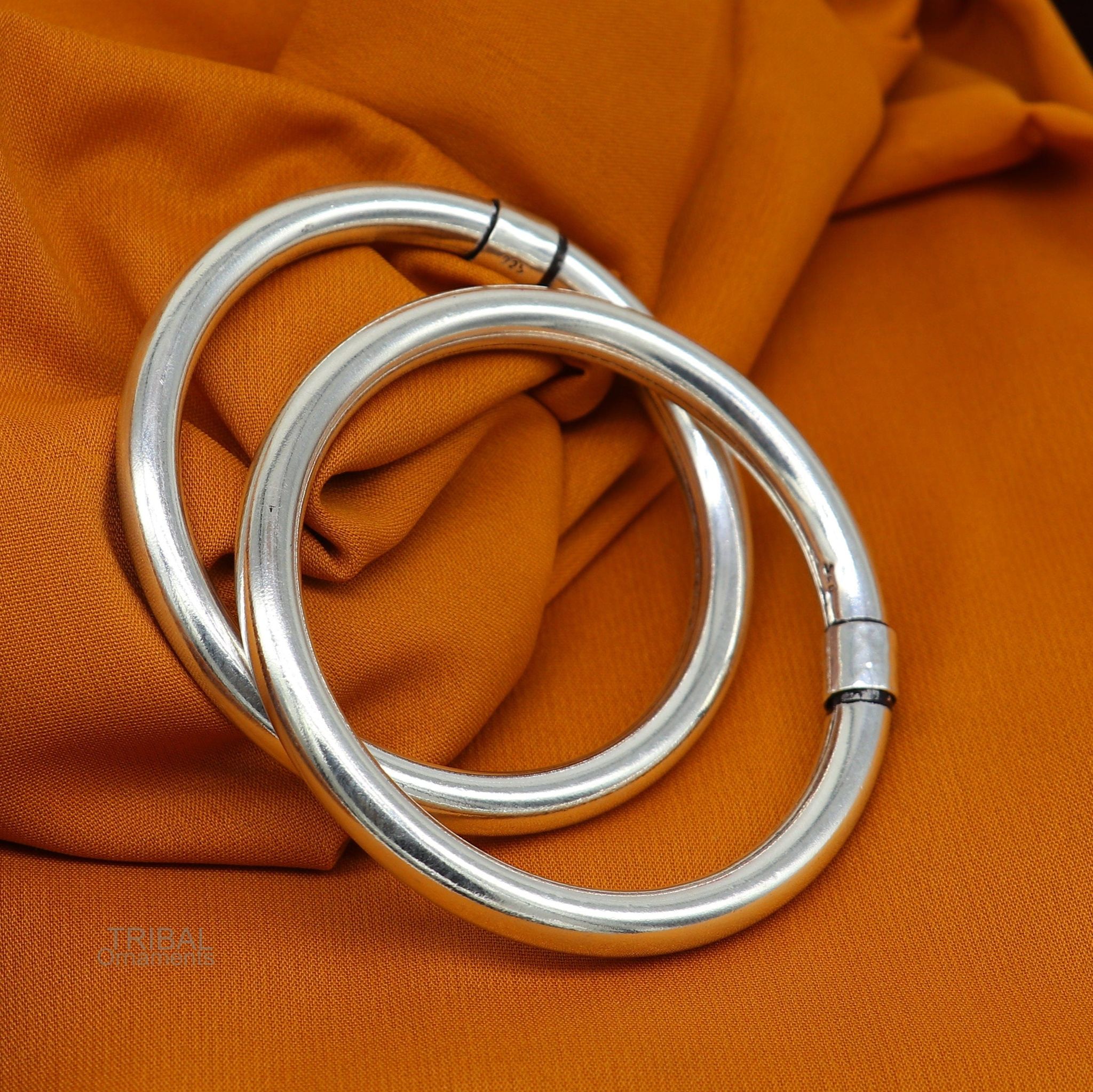 925 sterling silver plain shiny bright bangle bracelet kada, excellent personalized gifting stylish fancy bangle men's or girls ba136-2.125