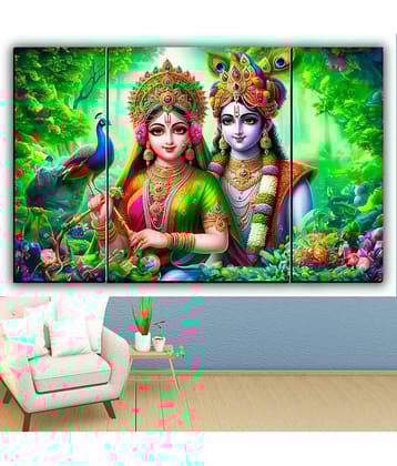 WALLArt Set Of 3 Radha Krishna Wall Paintings For Wall Décor Gift Items 12 x 18 inch