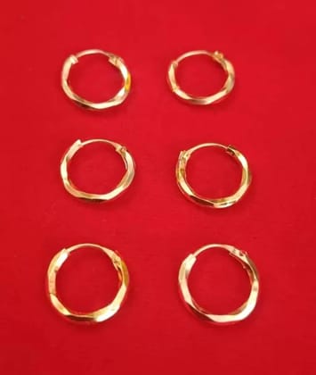 Gold Plated Brass Cutwork Small &Cute Fashion Hoop Bali for Girl Women Pack of 1