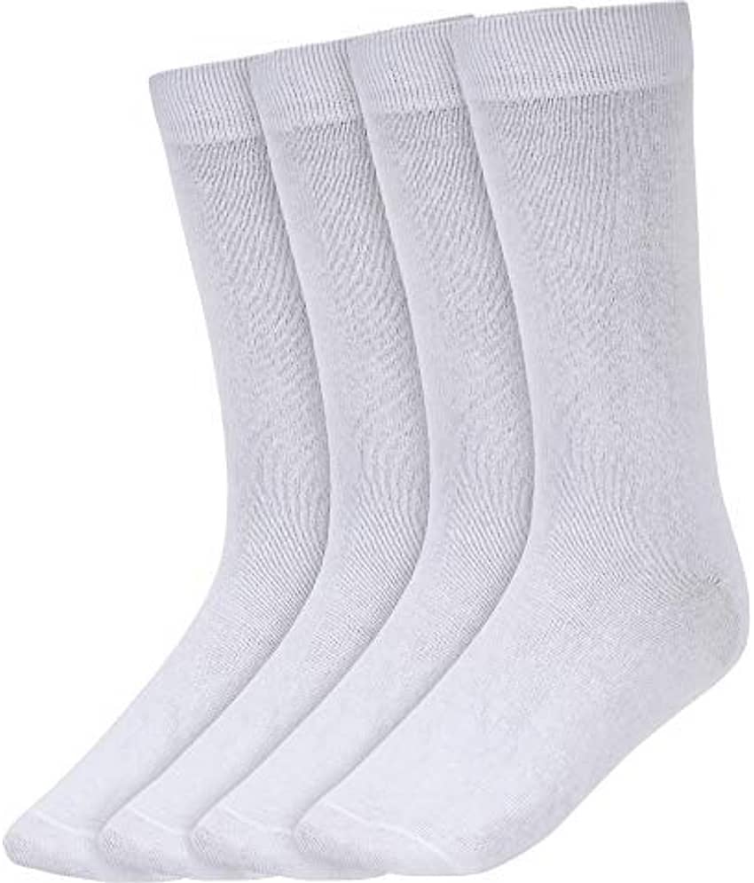 Creature - Cotton Men's Solid White Ankle Length Socks ( Pack of 4 )