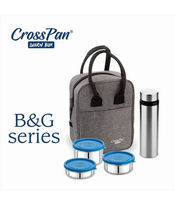 CrossPan B&G Lunch Bag with SS Bottle Stainless Steel Lunch Box 3 - Container ( Pack of 1 )