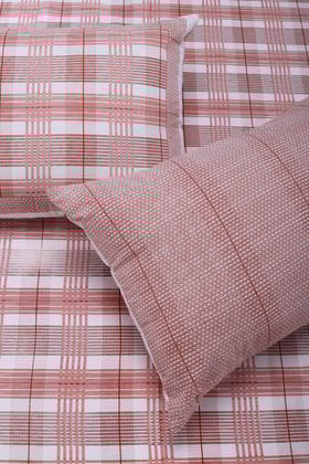 Monica Geometric Rust Cotton Bedsheet-Double - 90 x 108 in / Rust / Red